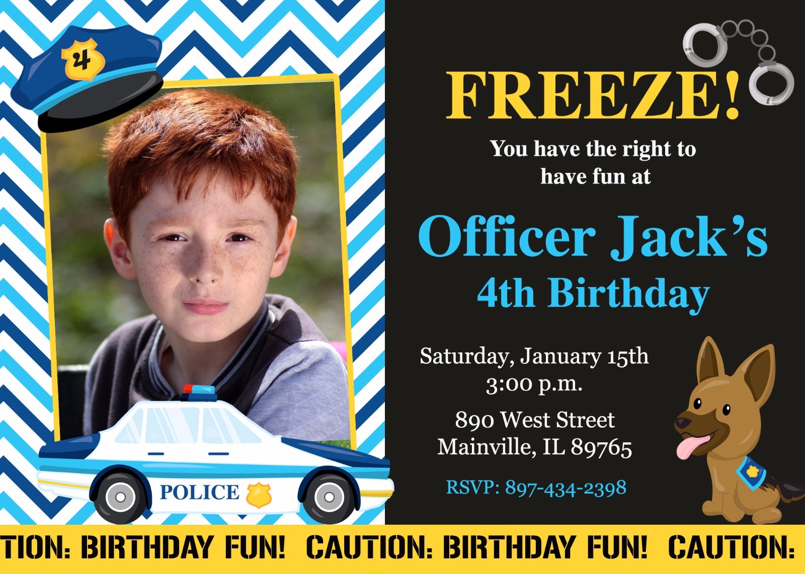 Police Birthday Party Invitation, Cop, Police, Birthday, Invitation, Party | eBay for Free Police Party Invitation Templates
