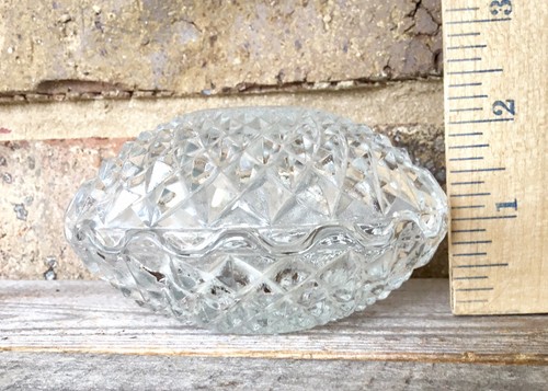 VTG Trinket Dish Box Lid Unique 2 Pc Yugoslavia 24% Lead Crystal Clear Zajecar