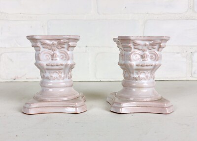 White Crackle Glaze Vintage Ceramic Candlestick Phone Planter