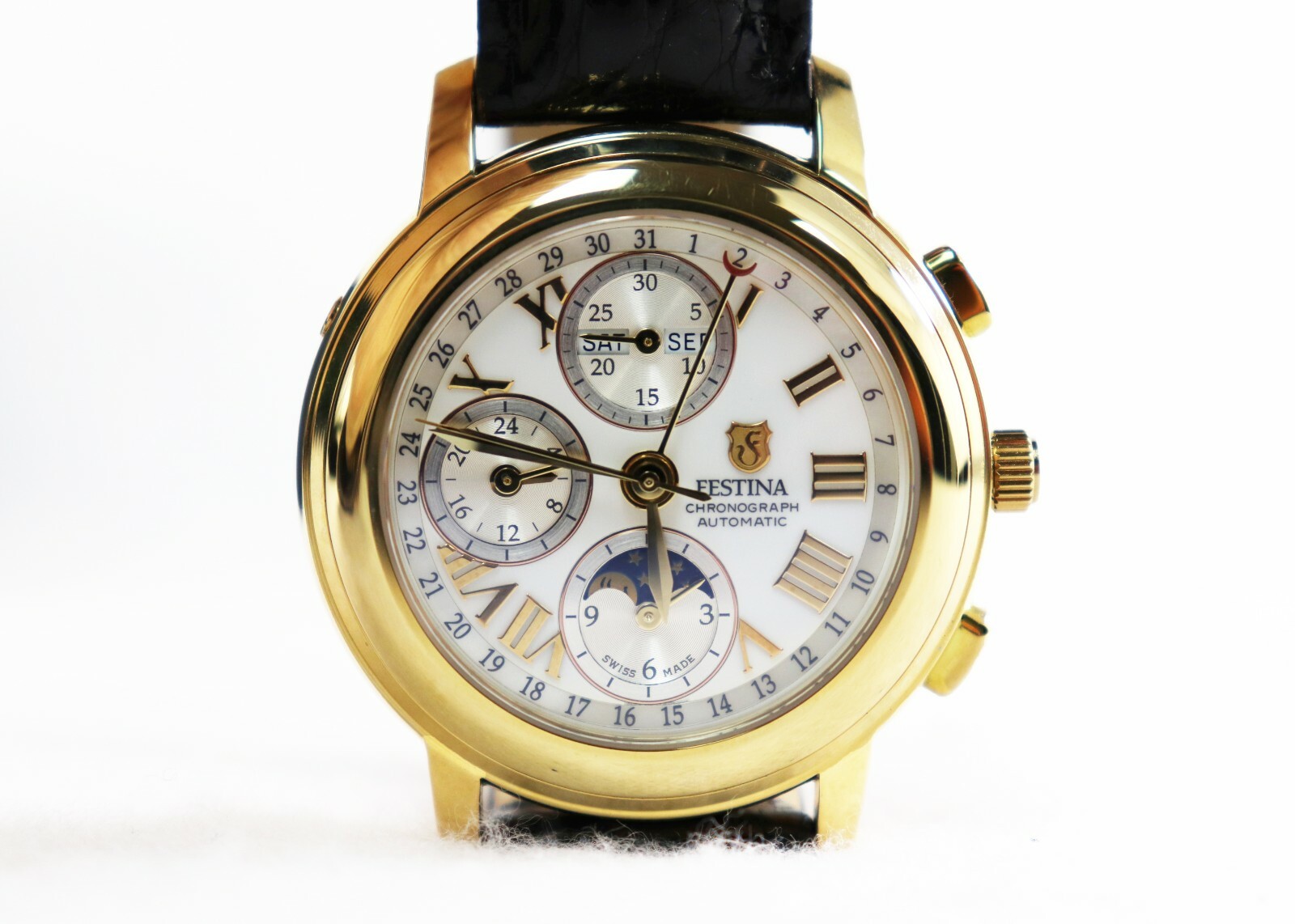 Men's Festina 18k Gold Strata Moon Phase Chronograph Auto Men's Festina 18k Gold Strata Moon Phase Chronograph Auto