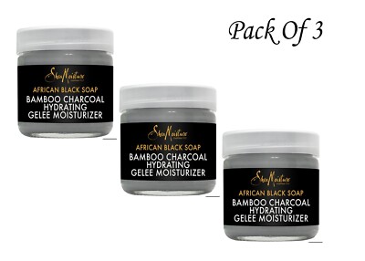 3 X SheaMoisture Hydrating Gelee Moisturizer Black Soap and Bamboo Charcoal 2 Oz