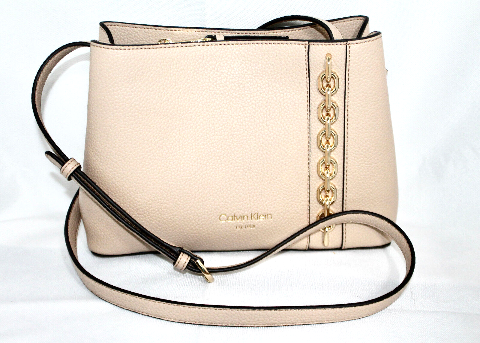 CALVIN KLEIN Adeline Triple Compartment Crossbody Bisque Nude PVC