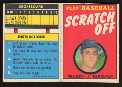 Mike Hegan 1970 Topps Scratch-Offs #NNO Seattle Pilots PR CR MK SU