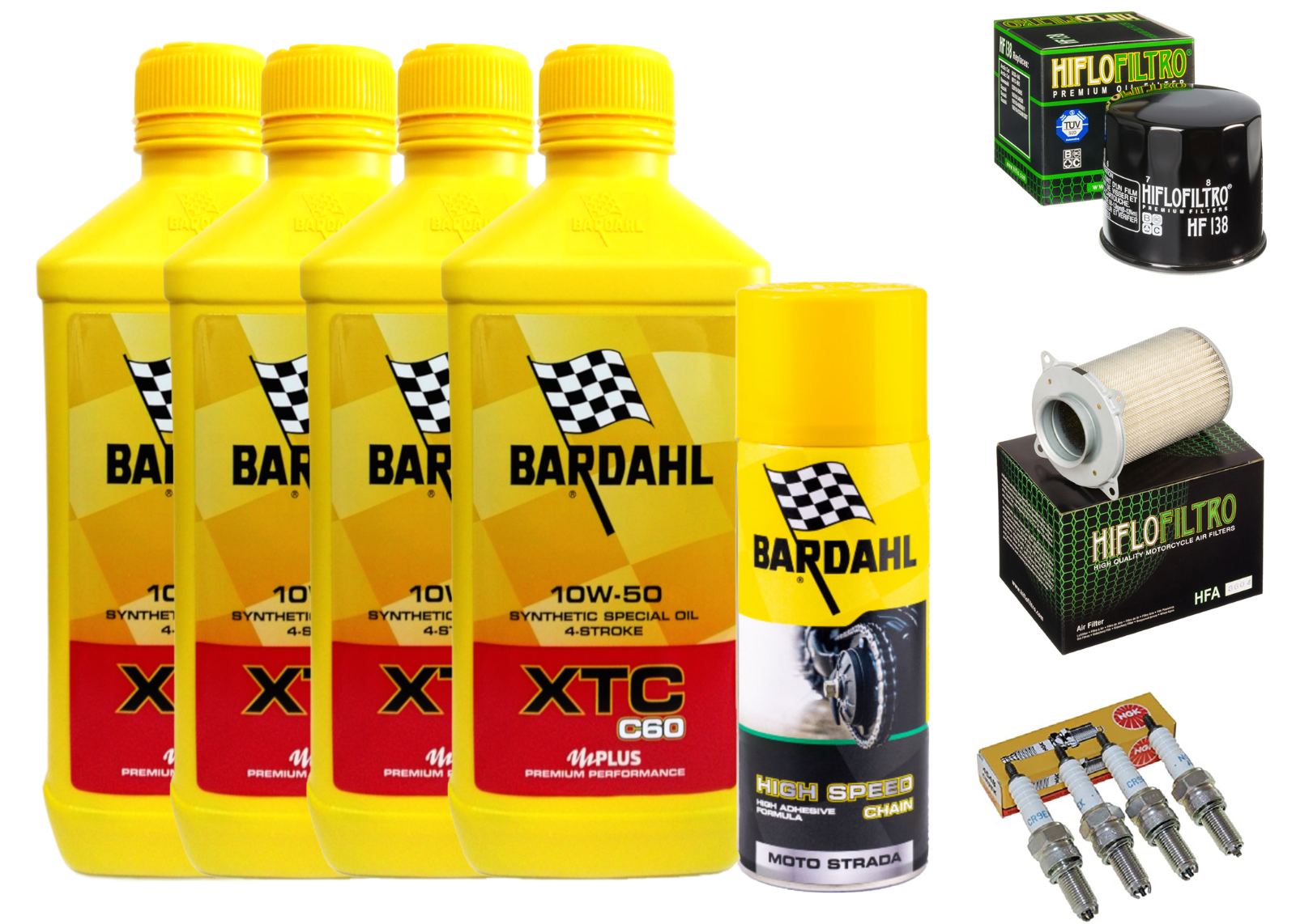 Bardahl 10W-50 XTC C60 4T Motoröl (4 Liter) + Ölfilter - Synthetiköl Für Motorräder