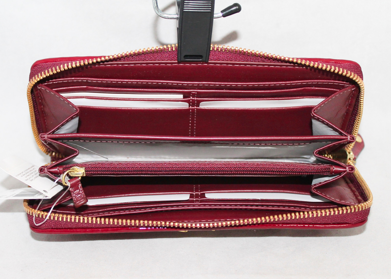 NWT COACH F48115 Ashley Bordeaux Gathered Satin Zip Around Clutch Wallet $248