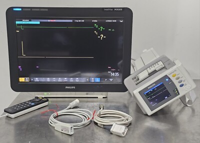 Philips IntelliVue MX800 Patient Monitor SN DE50853132 w/ X2 Remote & M8048 Rack