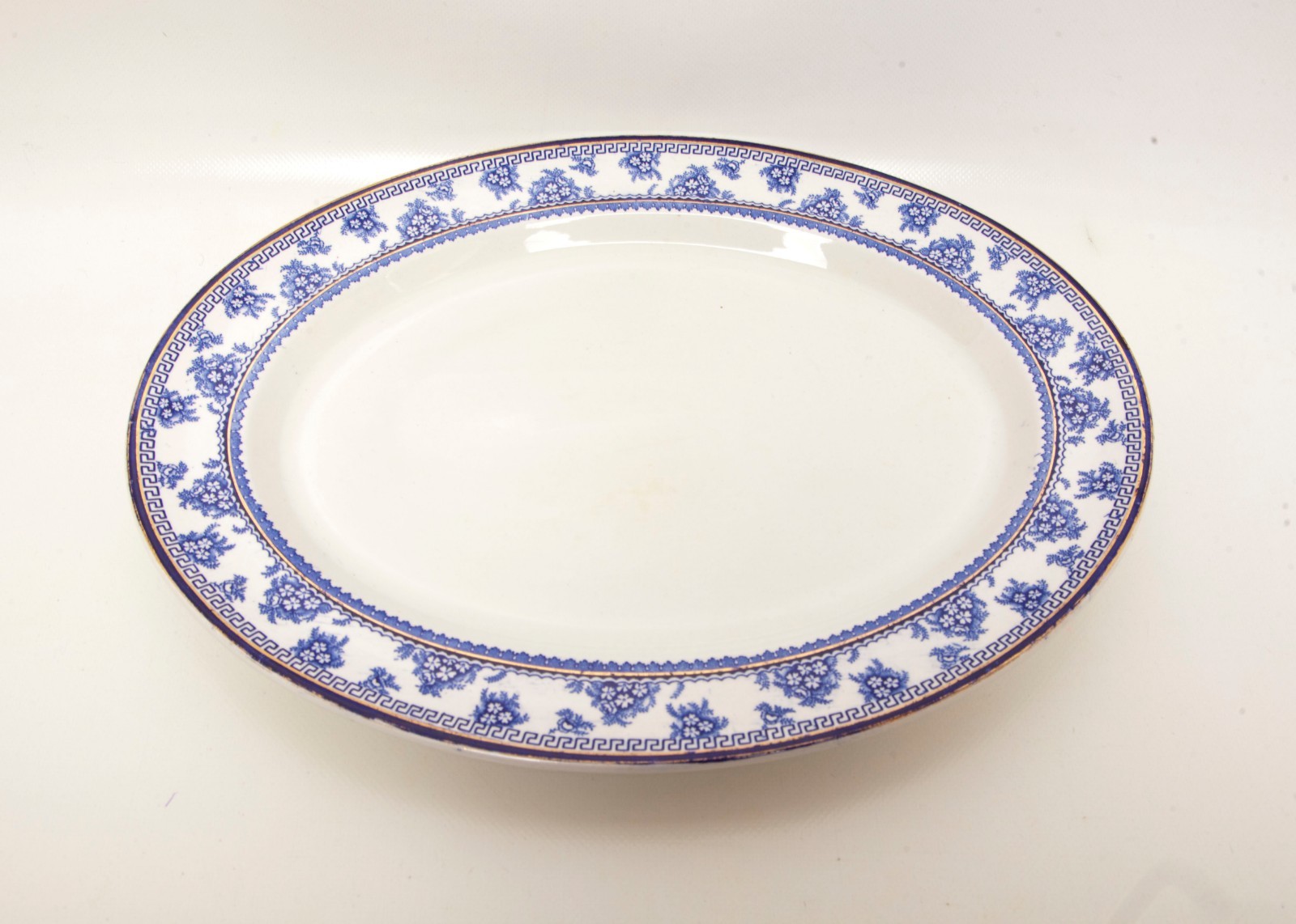 Vintage Oval Serving Platter FLOW BLUE 14 Inch Torbrex Pattern Stanley Pottery
