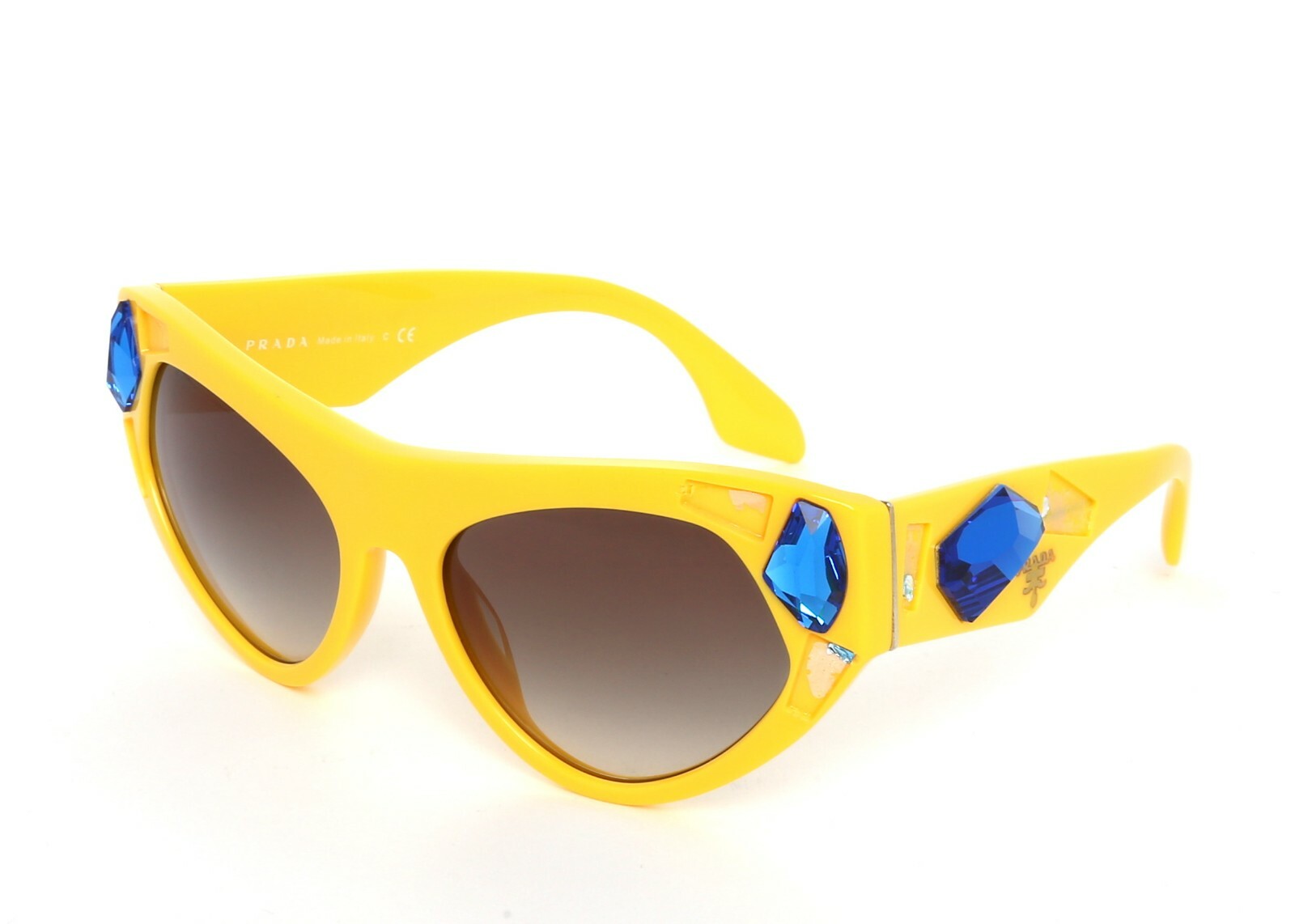 Prada Yellow SPR 21Q Crystal Embellished Cat Eye Sunglasses