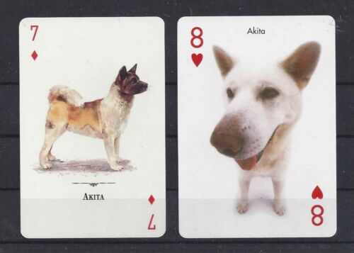 TWO Single (Markevicius & Artlist) Dog Art Photo Trade Playing Card Cards AKITA