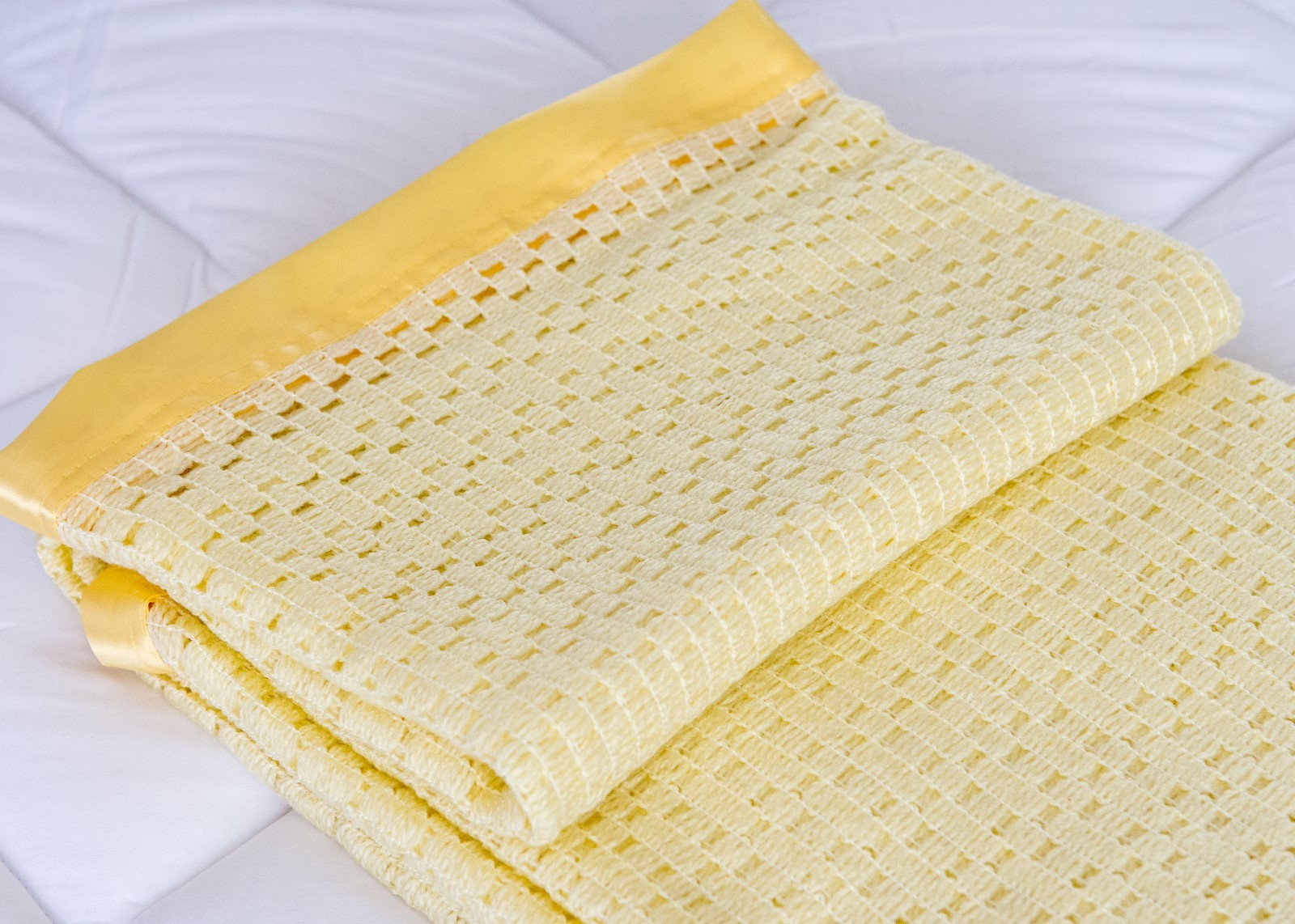 Lightweight Acrylic Cellular Blanket With Satin Ribbon Trim in 6