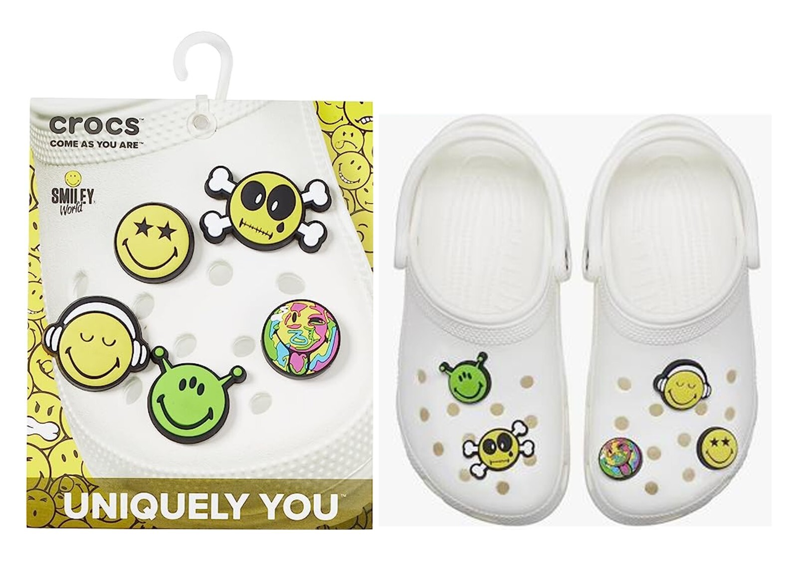 Crocs 5-Pack Trendy Shoe Charms | Jibbitz Smiley. Uniquely