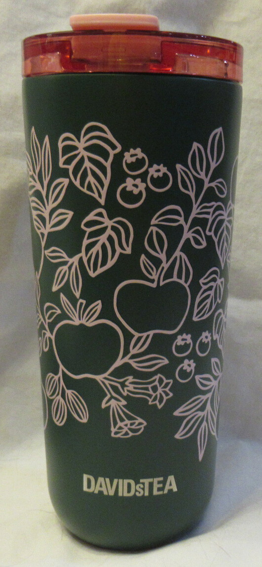 Davids Tea FAVOURITE TUMBLER MATTE 3D APPLES GREEN/PINK hot/cold