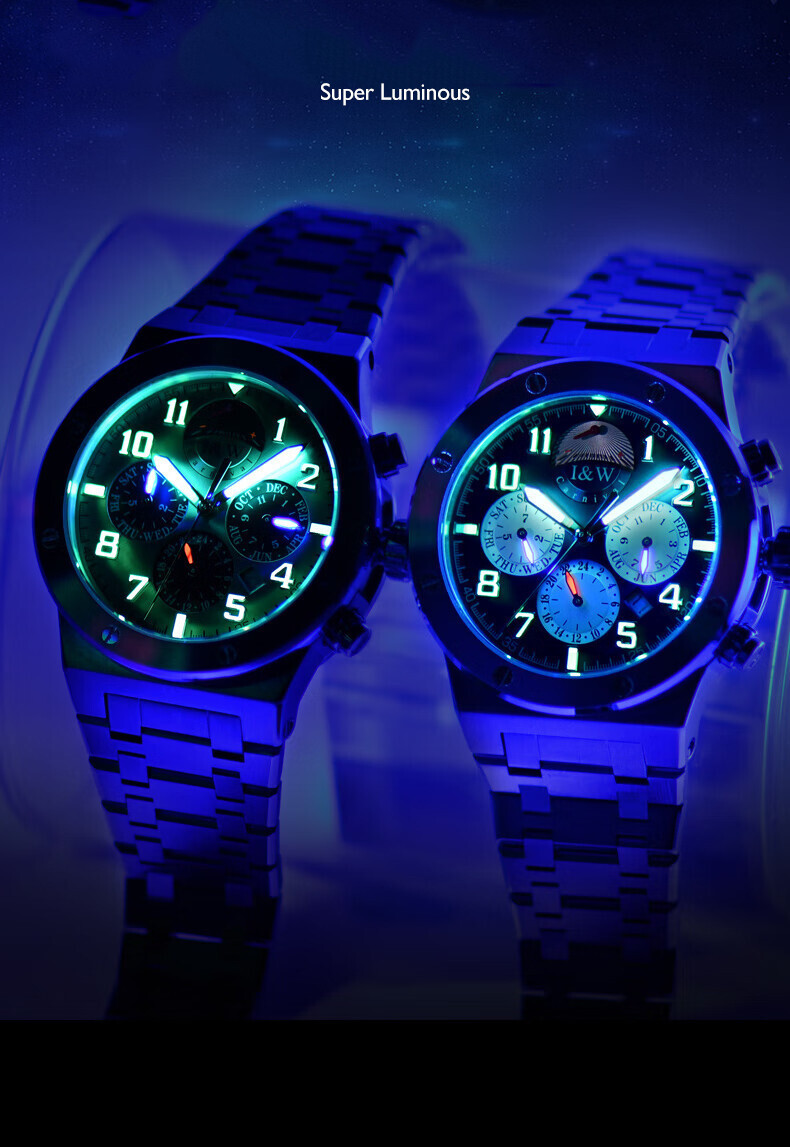 Pre-owned Carnival Men Automatic Watch 41mm Mechanical Luminous Multi-dial Month Week Date