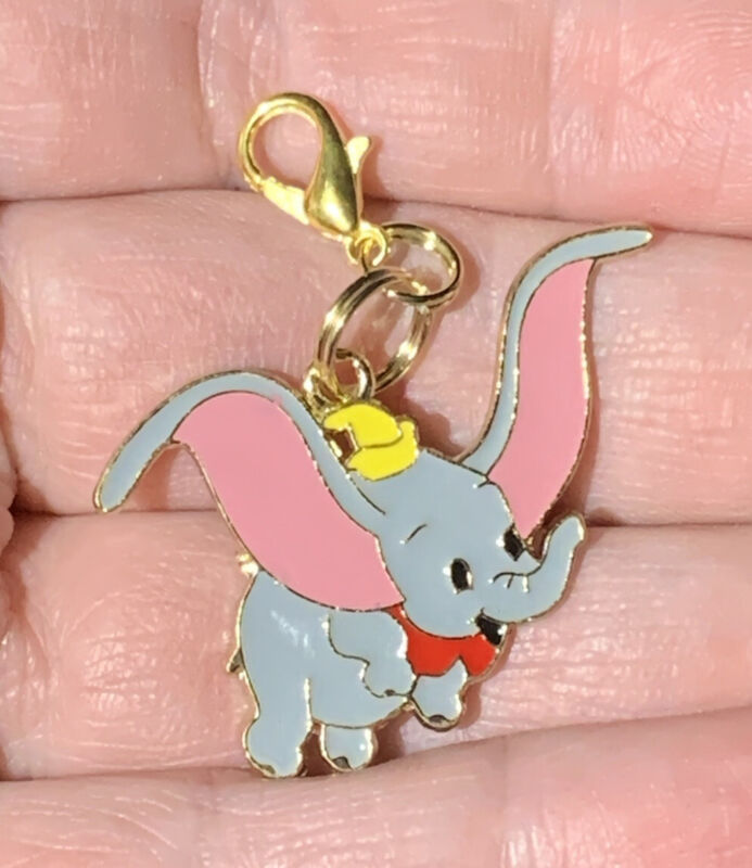 Gold Dumbo The Elephant Charm Zipper Pull & Keychain Add On Clip!!