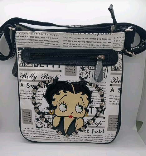 Betty Boop faux leather Newspaper Heart Stone Zip 9.5 X 10.5