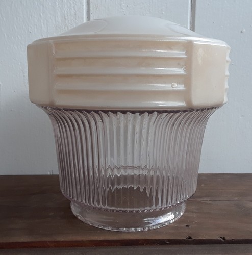 Antique Milk Glass Light Fixture Art Deco