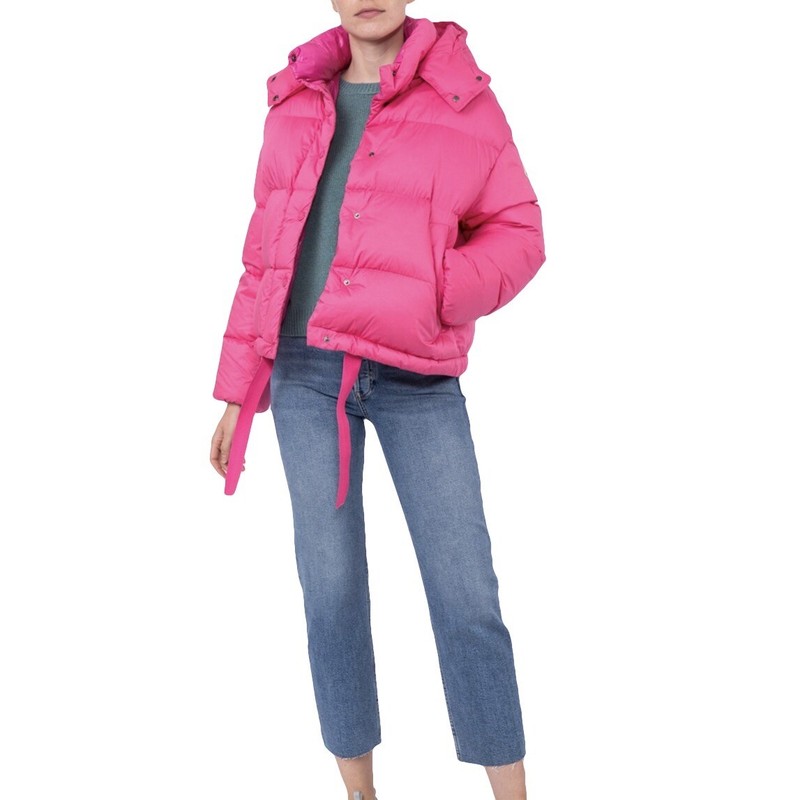 Moncler Onia Cropped Quilted Hooded Down Jacket Pink Size 2