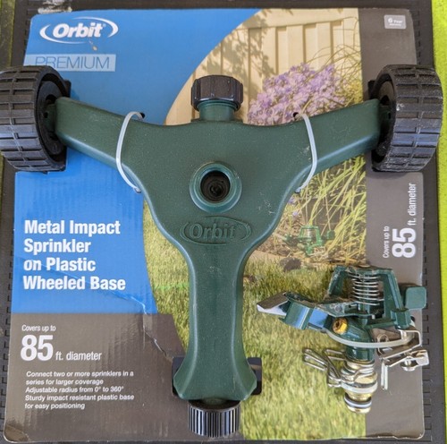 Orbit 85' Coverage Premium Metal Impact Sprinkler On Plastic Wheel Base 228475