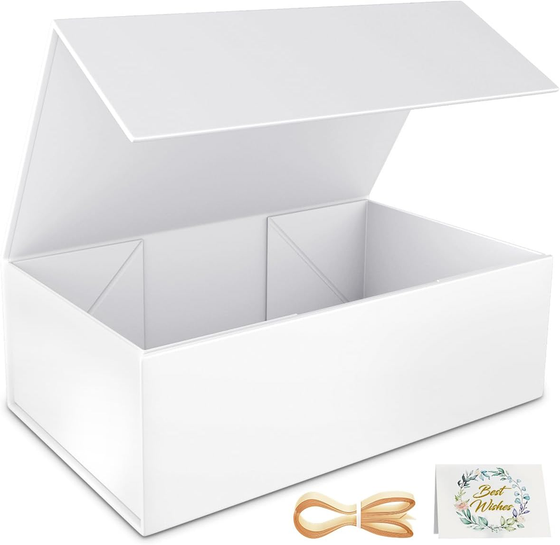 White Gift Box, 12X6X4'' Gift Boxes for Presents with Lids Magnetic Clos