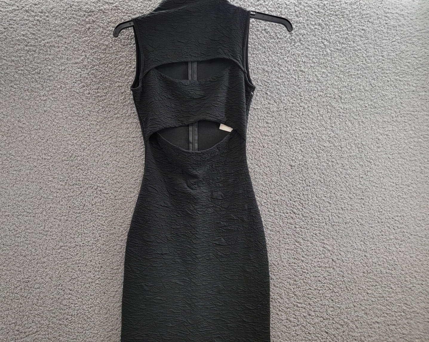 Good American Wide Scrunchie Maxi Dress Women's XS Black Mock Neck Back Zip - Picture 3 of 16
