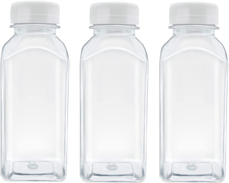 3 Pcs 8 Ounce Plastic Juice Bottles, Reusable Bulk Beverage 