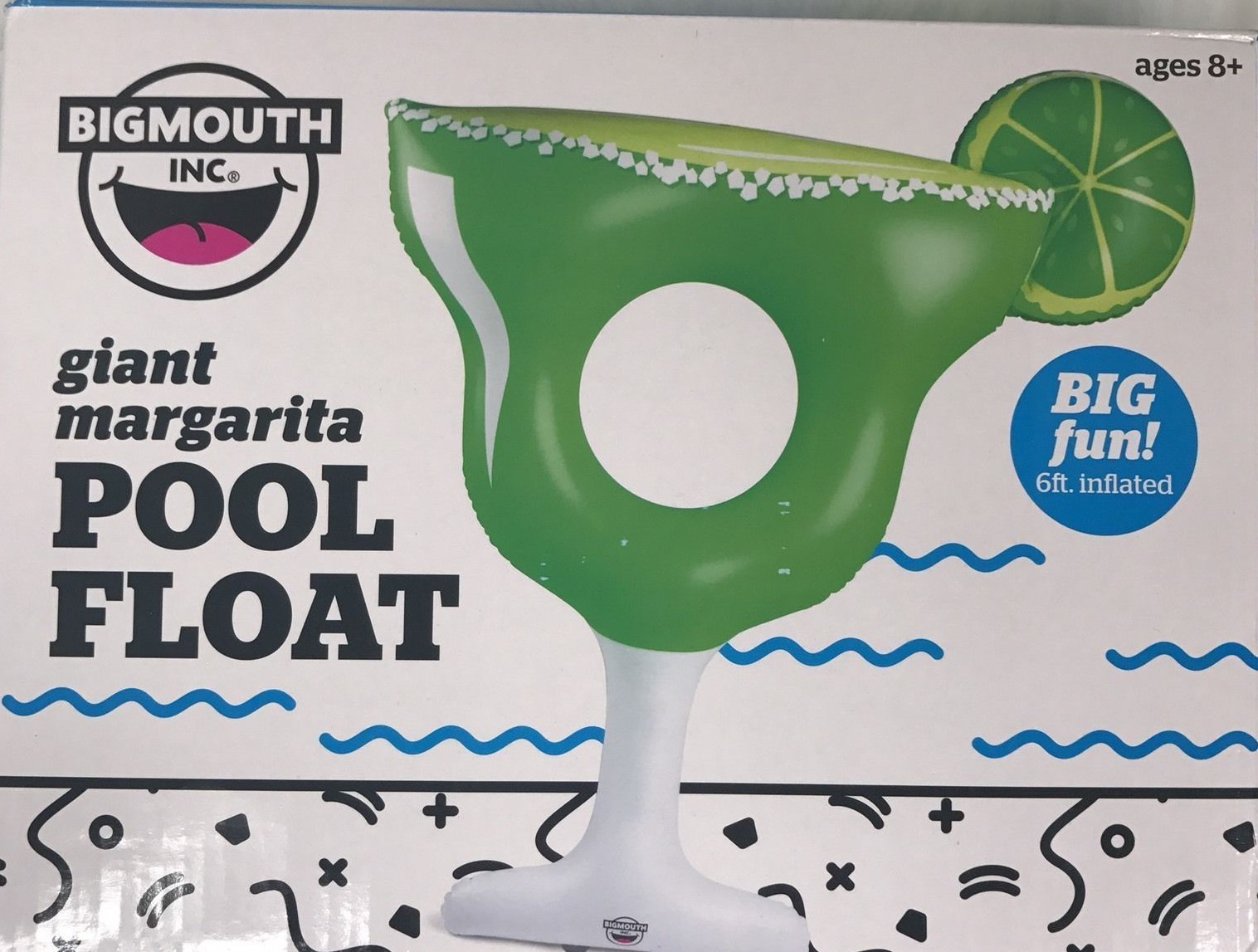 BigMouth Inc Giant MARGARITA Pool Float Inflatable Pool Raft Tube 6 ft Long NEW