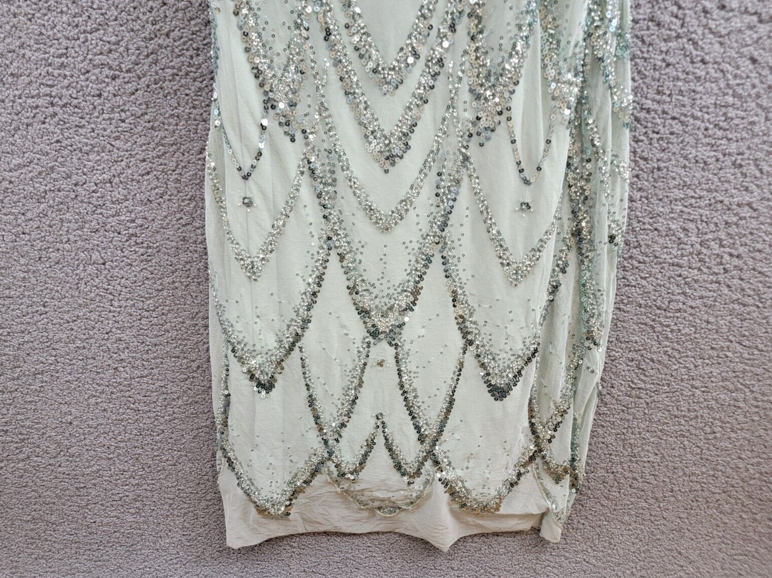 Betsy & Adam Sequin-Embellished Draped-Neck Gown Women's 2 Sage Back Zip Closure - Picture 4 of 14