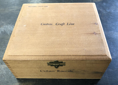 National Cigar Co Custom Craft Line Wood Box vintage Dovetail Joint Cuban Rounds