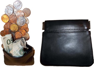 change purse genuine leather squeeze coin case change case coin wallet moneda bn