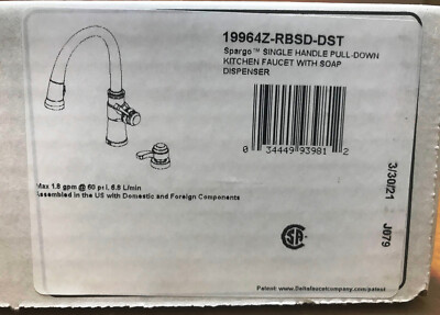 Delta 19964Z-RBSD-DST Spargo Single Hole Pull Down Kitchen Faucet W/ShieldSpray