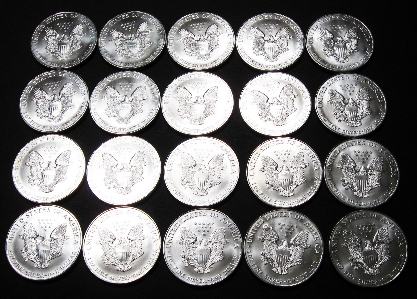 1994 Semi Key Date Roll of 20 BU American Silver Eagles - 20 Troy oz