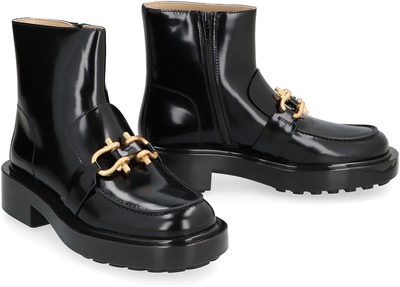 Pre-owned Bottega Veneta Monsieur Leather Ankle Boots In Black
