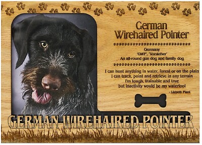 German Wirehaired Pointer Engraved Wood Picture Frame Magnet