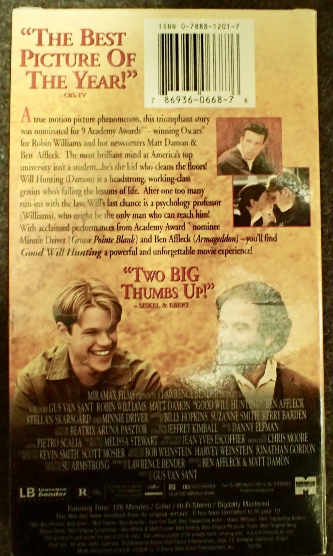 vintage VHS movie tape GOOD WILL HUNTING,  Original - sealed