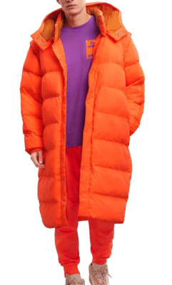 adidas Ivy Park Jacket Puffer Triple Orange Long Parka Hooded Coat Unisex Large