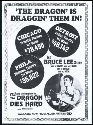 1975 Bruce Lee photo The Dragon Dies Hard Bruce Li movie vintage trade print ad