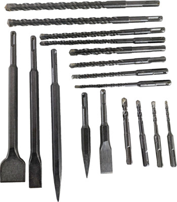 17 PC SDS PLUS ROTARY HAMMER BITS DRILL BIT & CHISEL GROOVE CONCRETE 