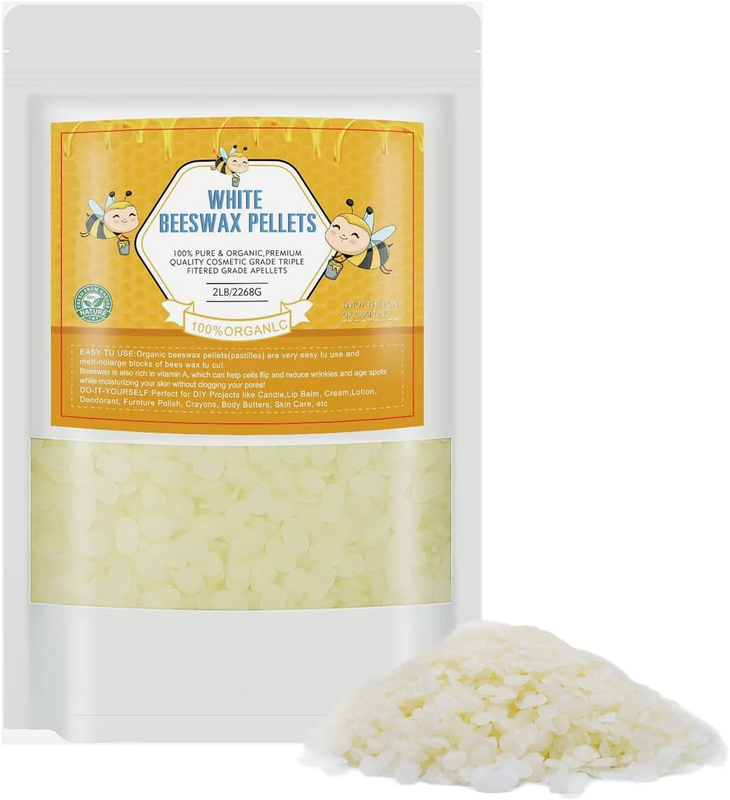 Beeswax Pellets for Candle Making 2 lbs Natural White Bees W