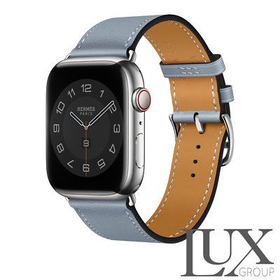 Hermes Band Apple Watch Single Tour 44mm 45 mm Bleu Lin brand new