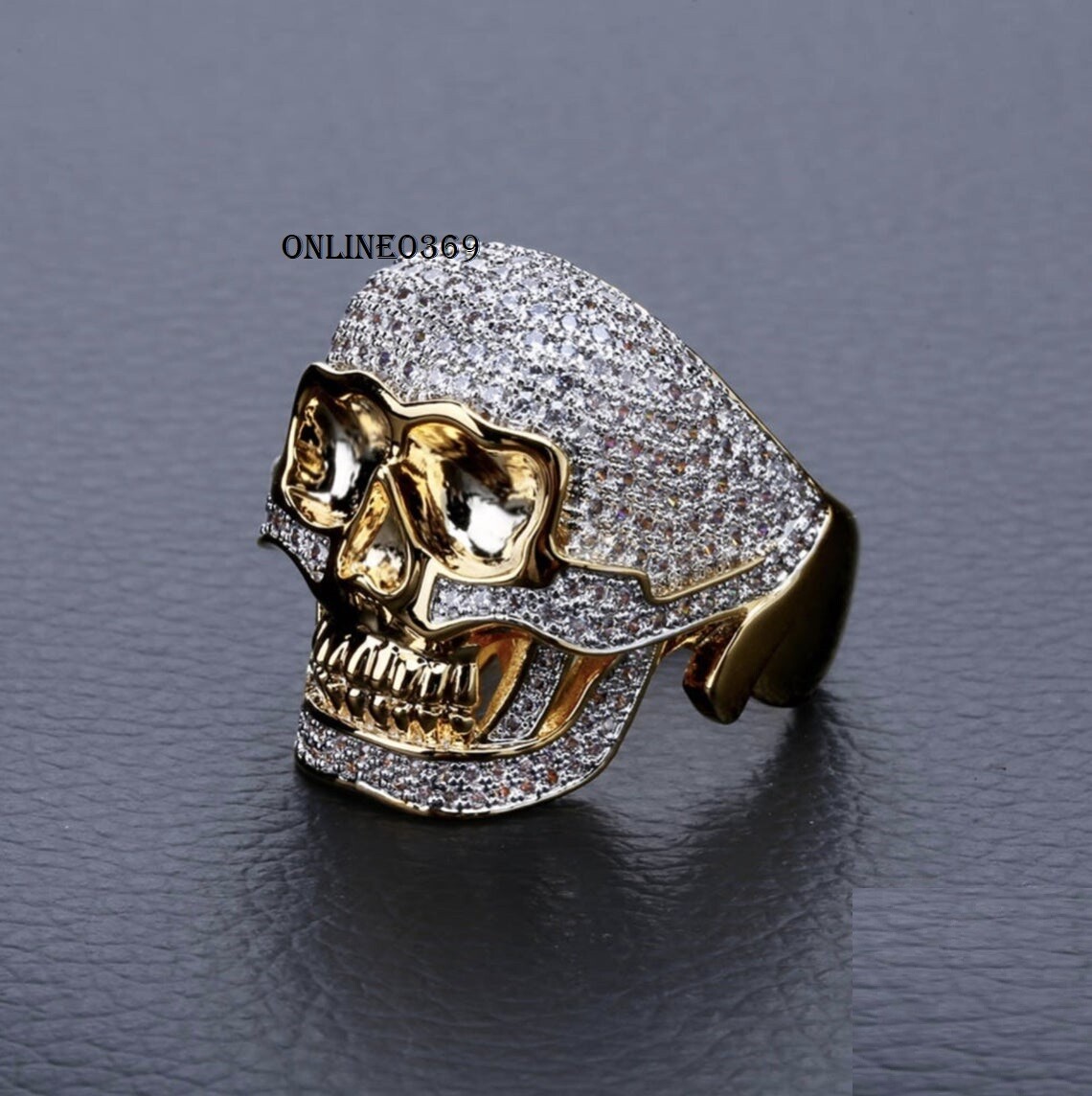 Pre-owned Online0369 2.44 Ct Round Vvs Natural Moissanite Skull Head Ring Silver Free Stud Gift Set In White