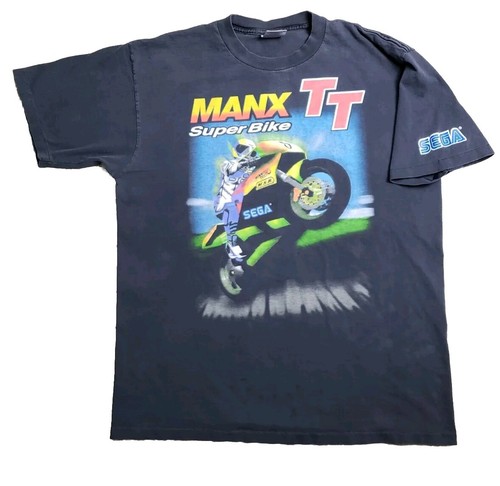 SAXON Isle of Man Live Tシャツ 1990 Vtg Sega Genesis Manx TT Super Bike Video Game Isle Of Man