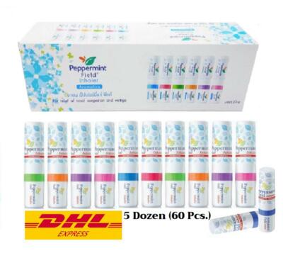 5 Dozen Peppermint Field Inhaler Dizziness insects bites stuffy nose (2ccX60Pcs)