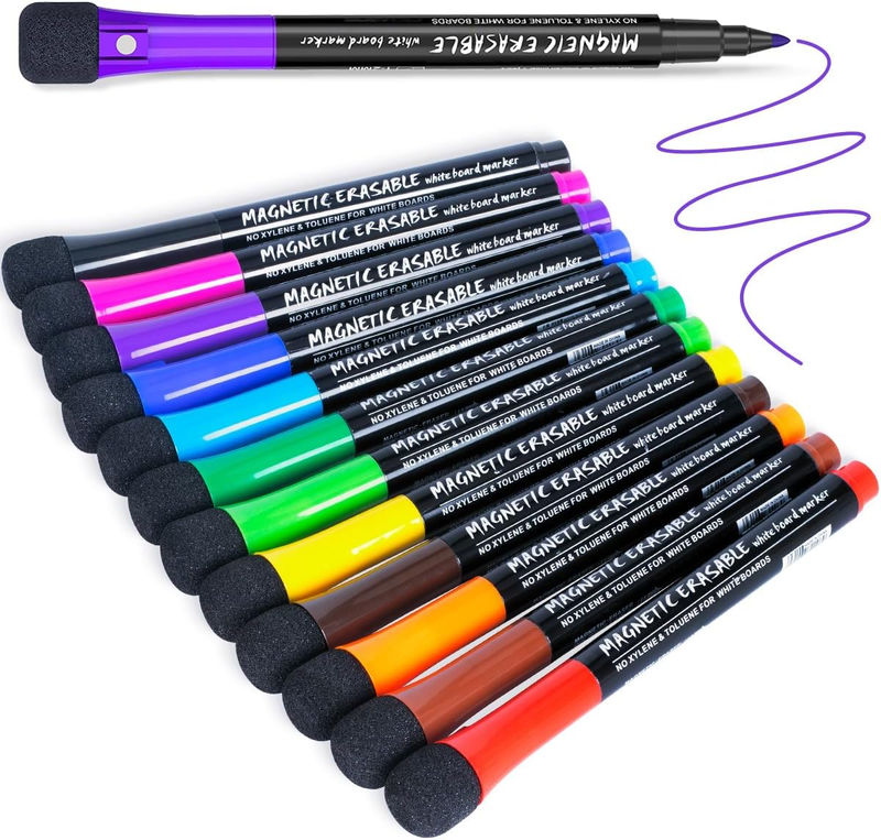 Fine Point Tip, 12 Colors White Board Markers Dry Era