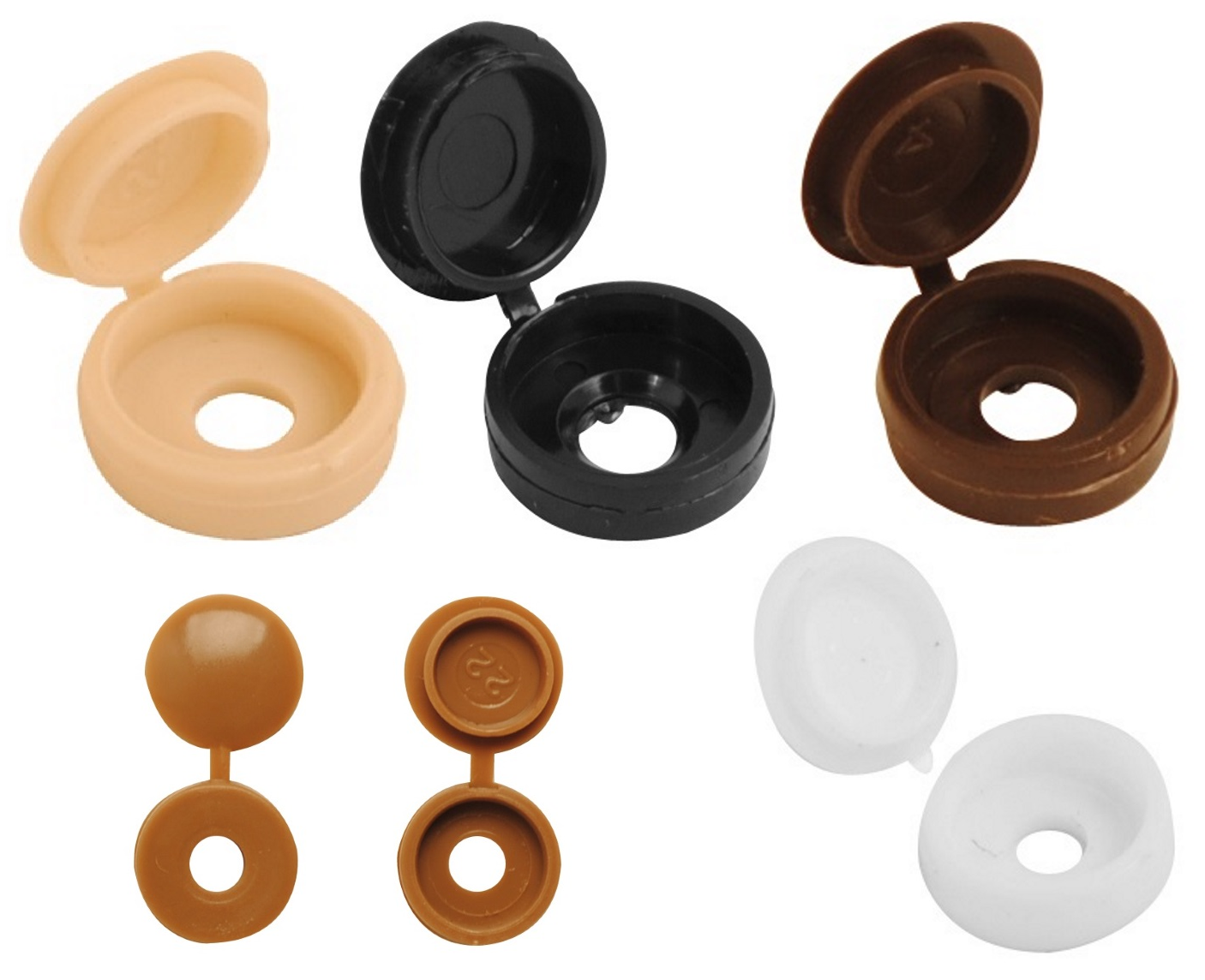Hinged Screw Cover Cap Various Colours Cupboard for up to No.8