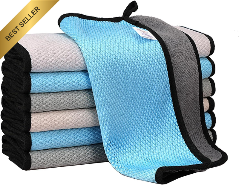 6 Pack Microfiber Cleaning Cloth, Bulk Towels for Home, Reusable Microfiber Towe