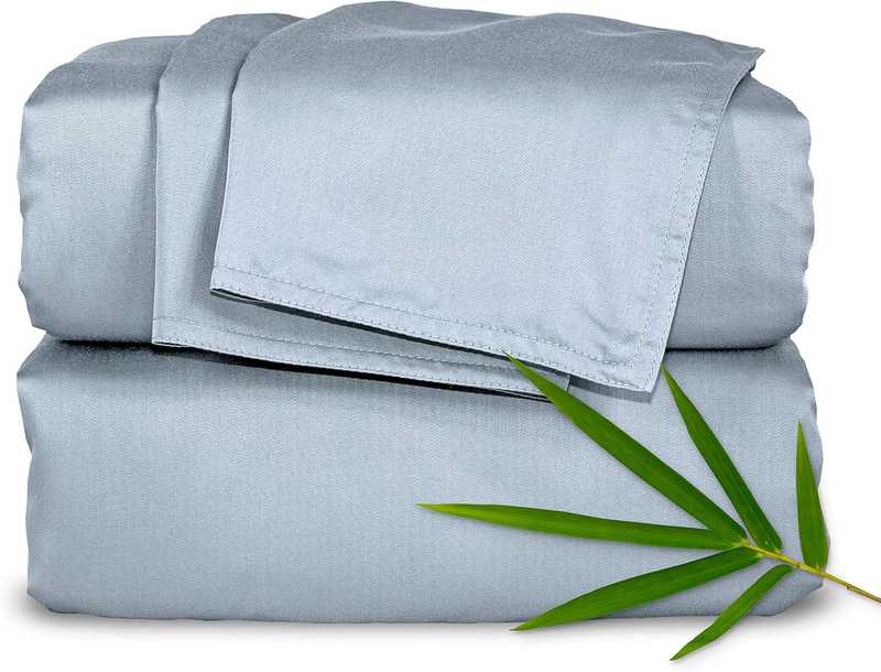 California King Sheets by , Genuine 100% Organic Viscose Derived from Bamboo Bed Sheet Set, Soft & Cooling, Double Stitching, Lifetime Quality Promise (California King, Sterling Blue)