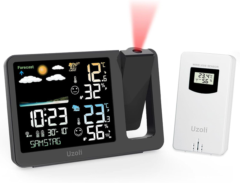 Projection Alarm Clock Weather Station, WWVB Atomic Projecto