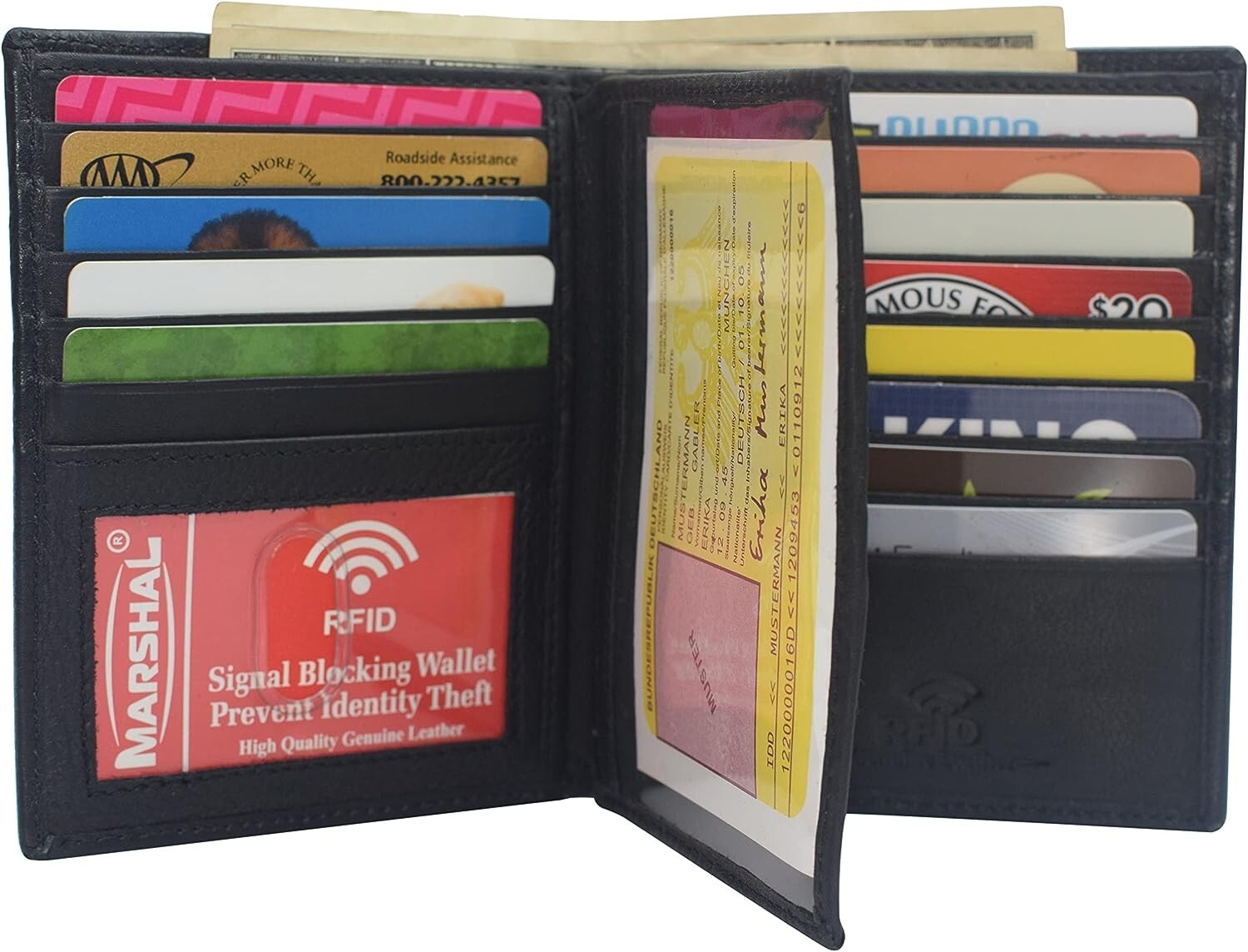 Men's Genuine Leather Bifold Wallet Hipster Credit Card ID Holder RFID Blocking