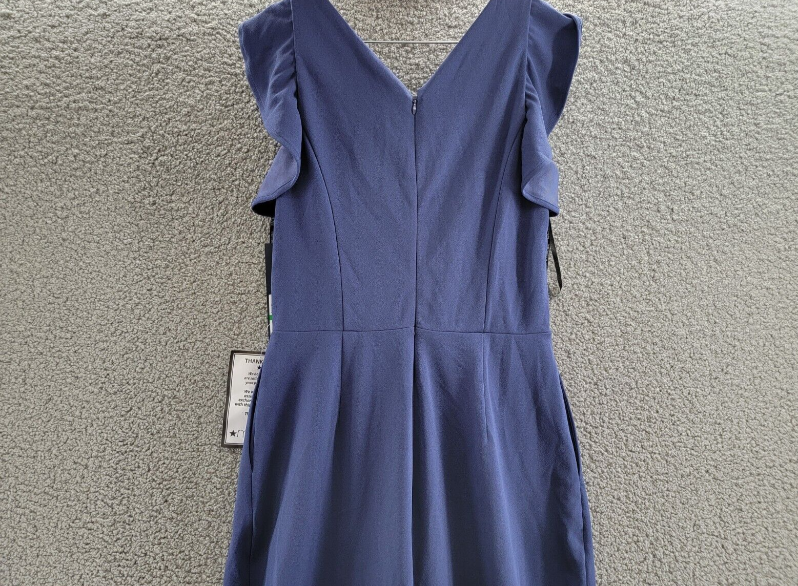 RACHEL Rachel Roy Ruffled-Sleeve Cropped Jumpsuit Womens L Navy Back Zip Closure - Picture 12 of 18
