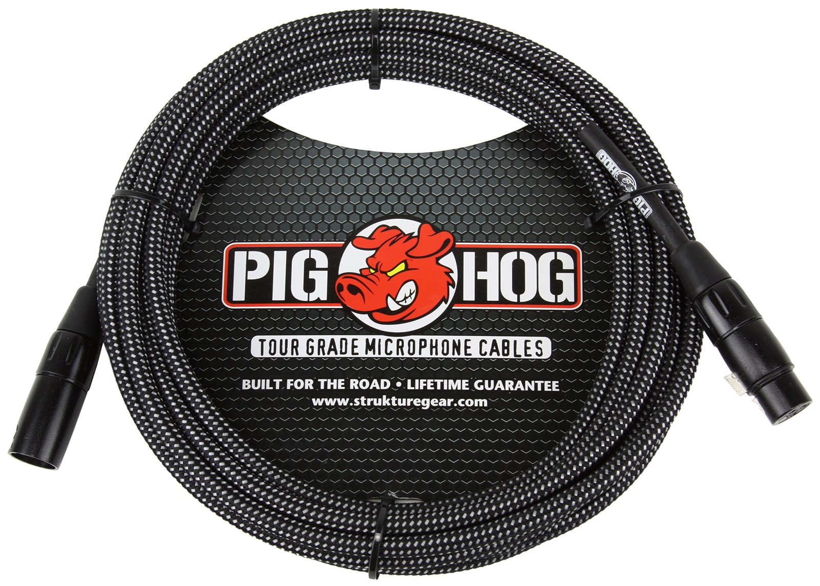 Pig Hog PHM10BKW Black/White Woven High Performance XLR Microphone Cable, 10